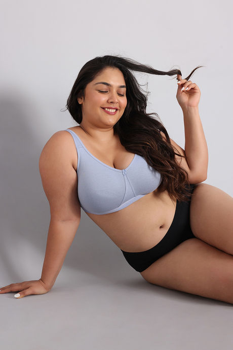 Zivame True Curv Double Layered Non Wired Full Coverage Minimiser Bra - Blue Blizzard — image 4